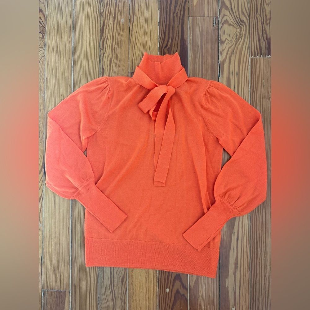 NWT J Crew Women's Orange Sweater with Bow Detail